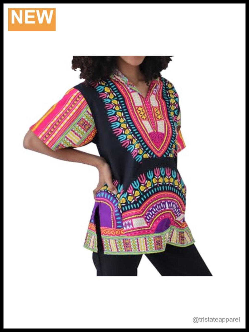 African Dashiki Hoody Shirt Cotton V-Neck Long Sleeve Festival Casual